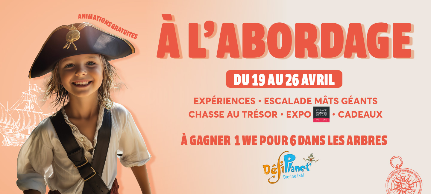 Bannière à l'abordage - expérience, escalade, chasse au trésor, exposition, cadeaux