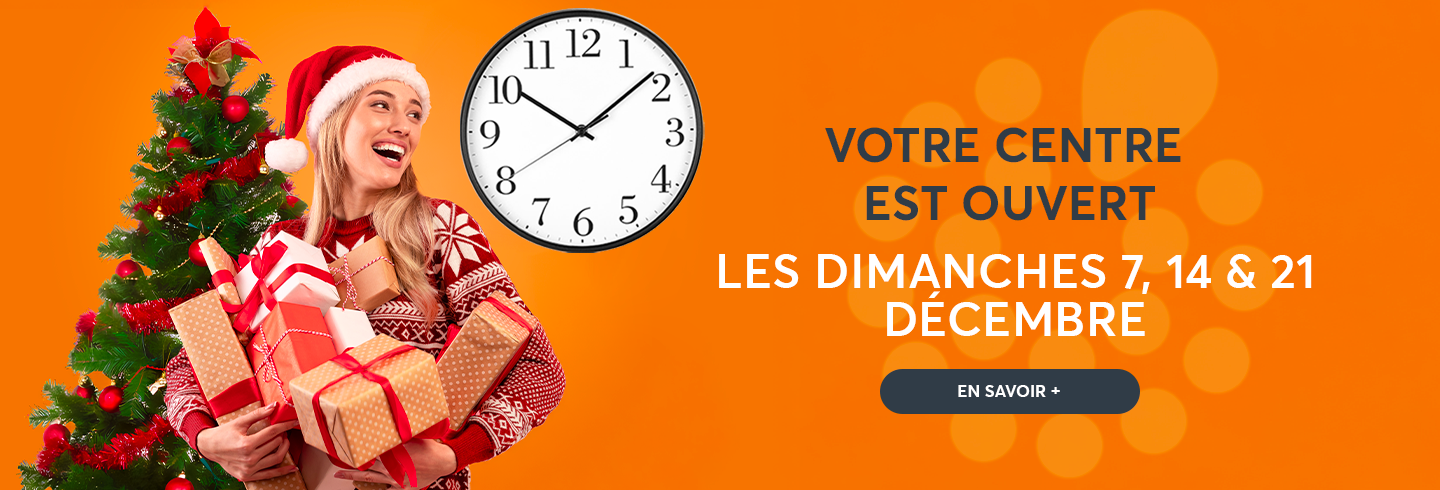 Votre centre commercial Auhsopping Poitiers sud est ouvert les dimanches 7, 14 & 21 décembre
